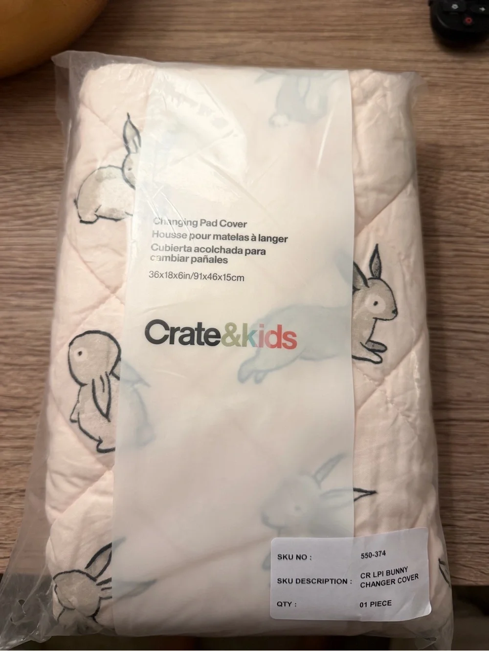 Crate & Kids Bunny Changing Pad Cover - Pale Pink